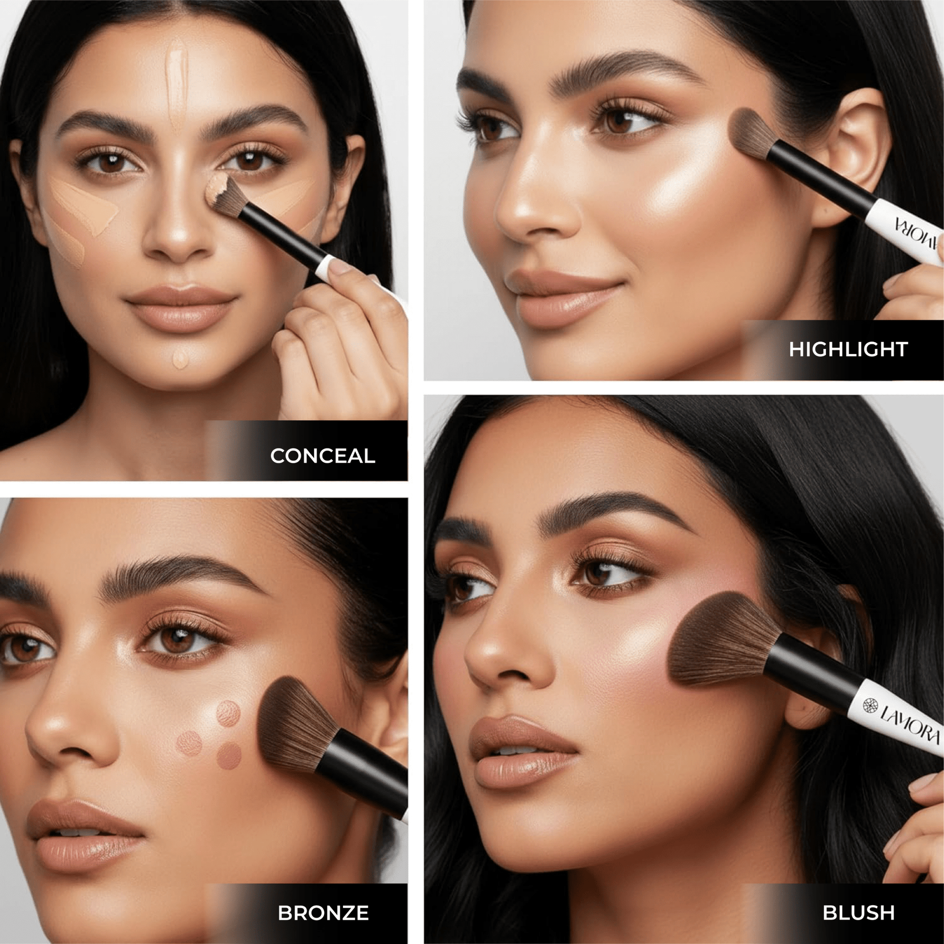 Blush & Concealer Duo Brush - Lamora Beauty