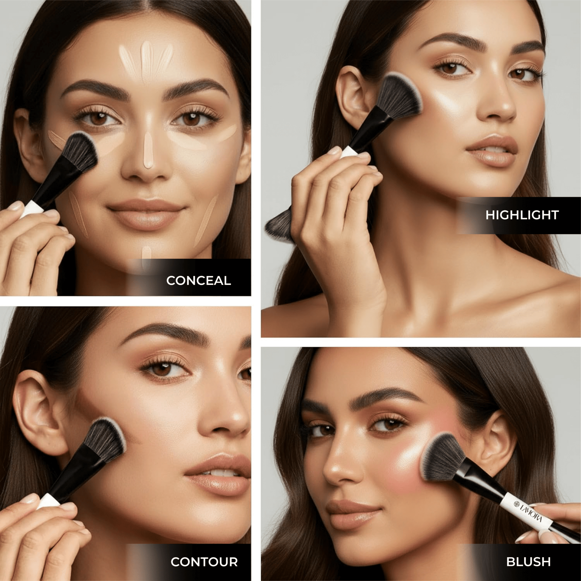 Contour & Foundation Duo Brush - Lamora Beauty