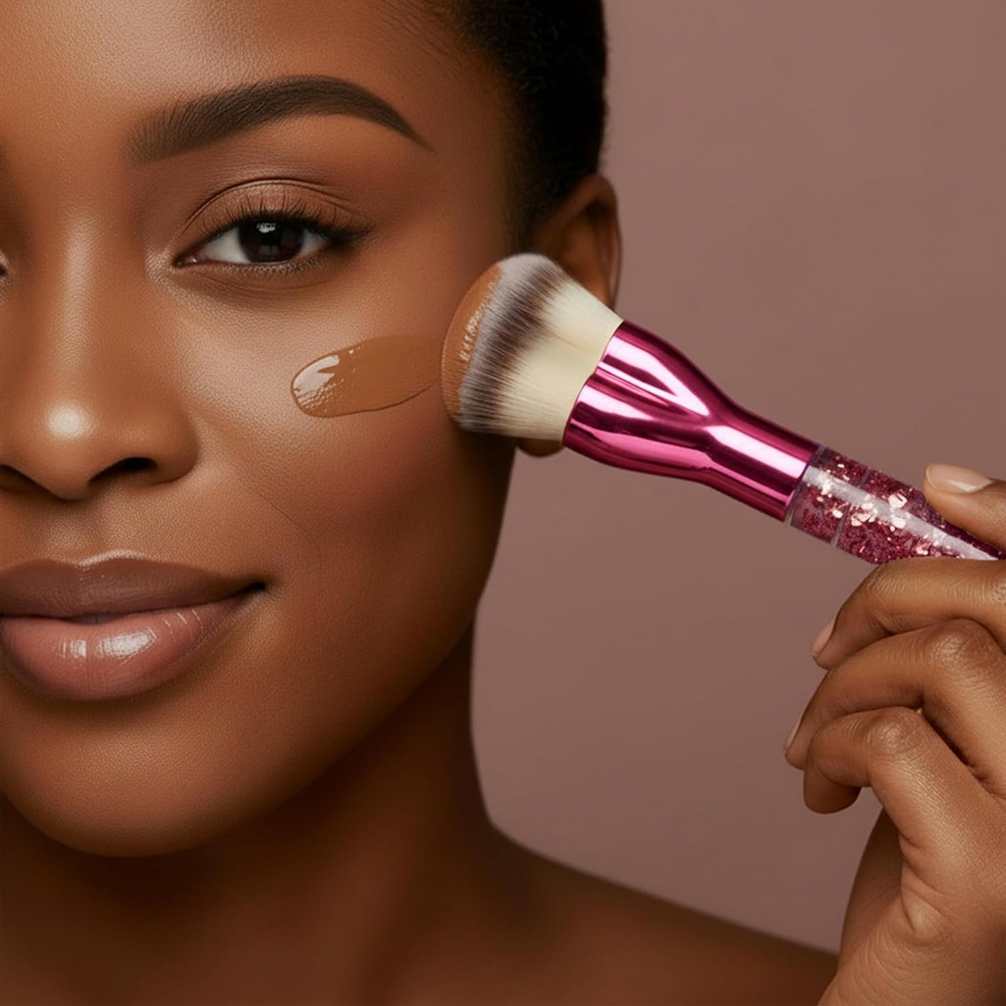 Foundation Brush Heart Pink - Lamora Beauty