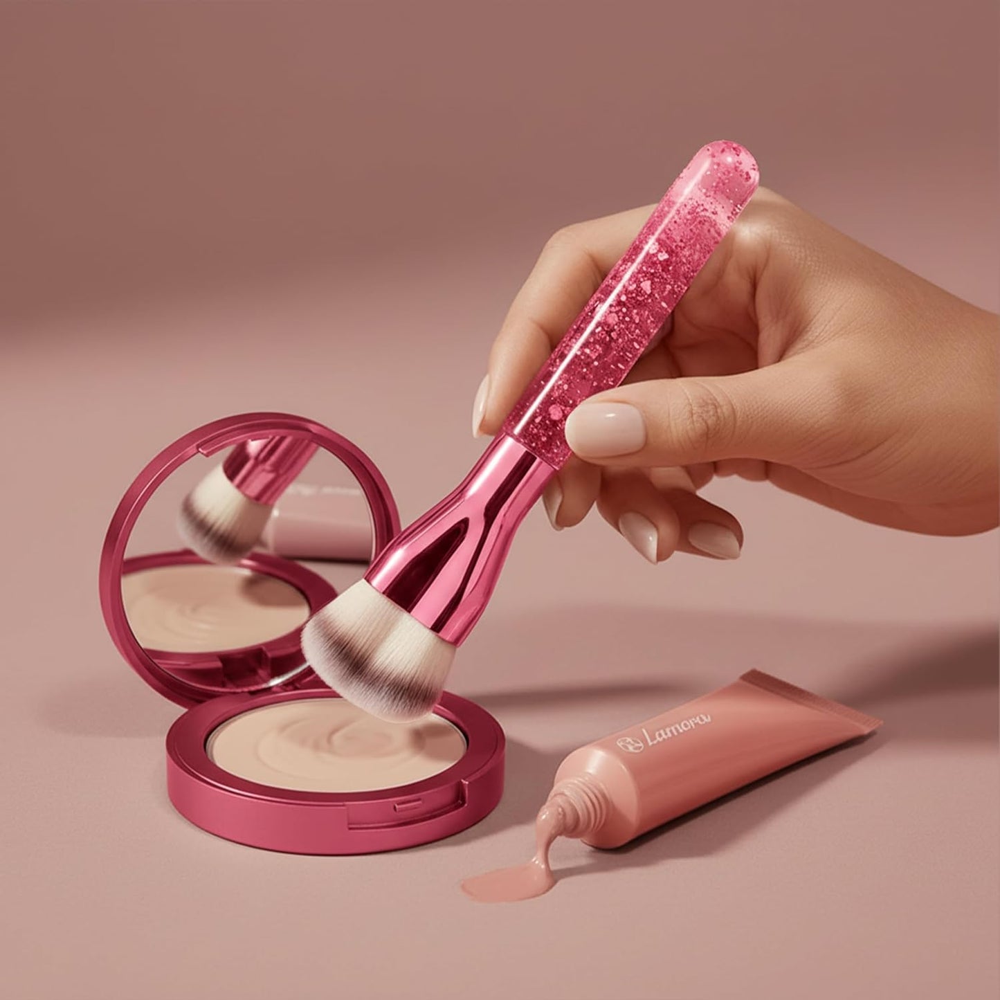 Foundation Brush Heart Pink - Lamora Beauty