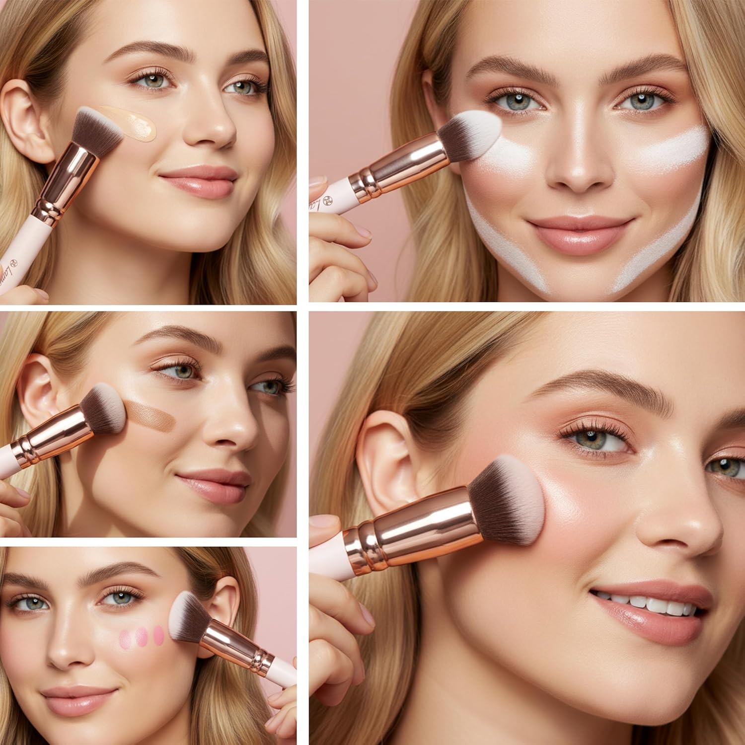 Foundation Brush Set Rose - Lamora Beauty
