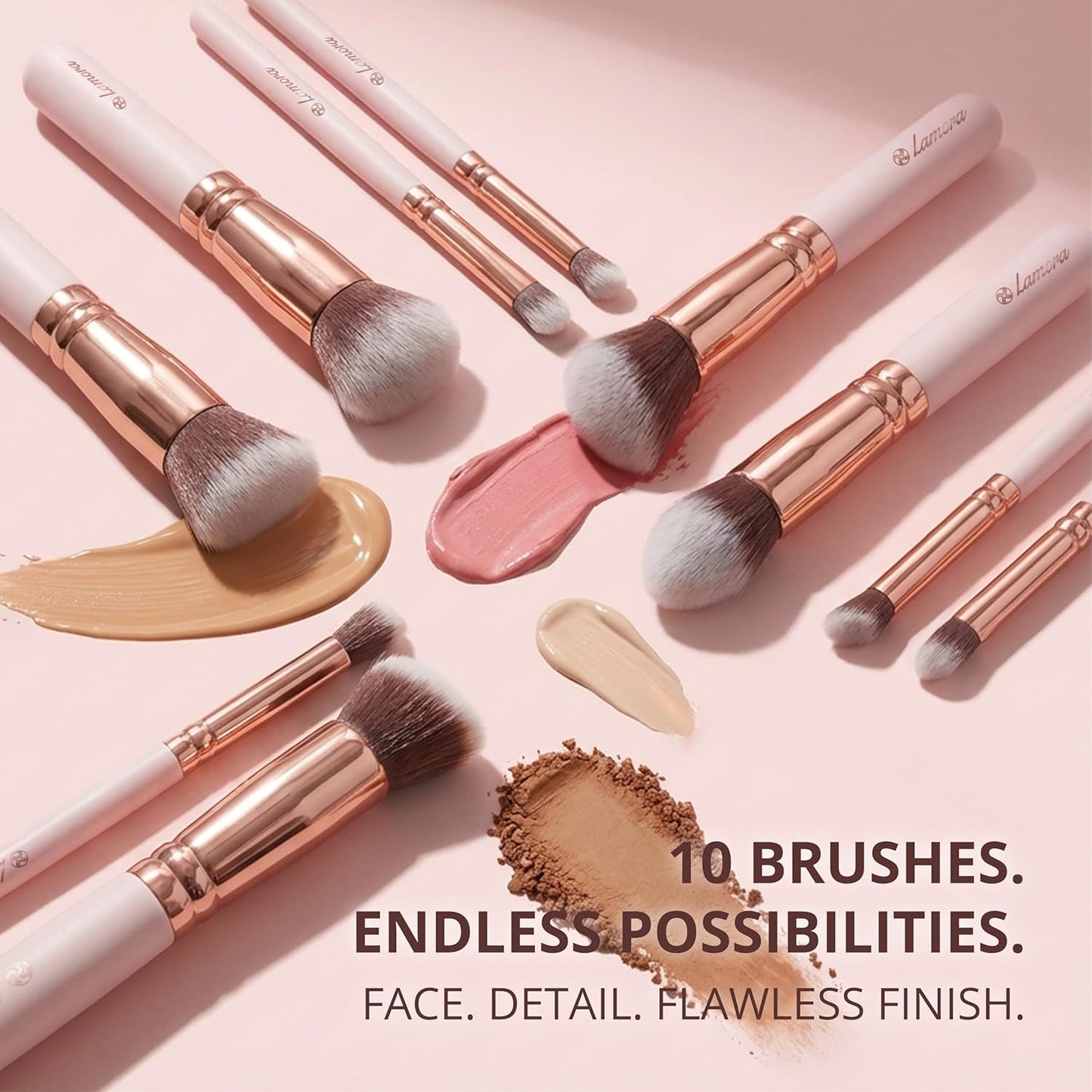 Foundation Brush Set Rose - Lamora Beauty