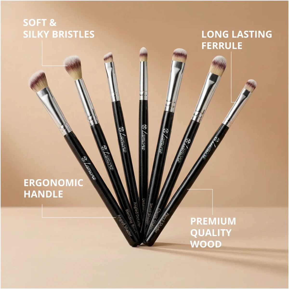 Eyeshadow Brush Set Black - Lamora Beauty