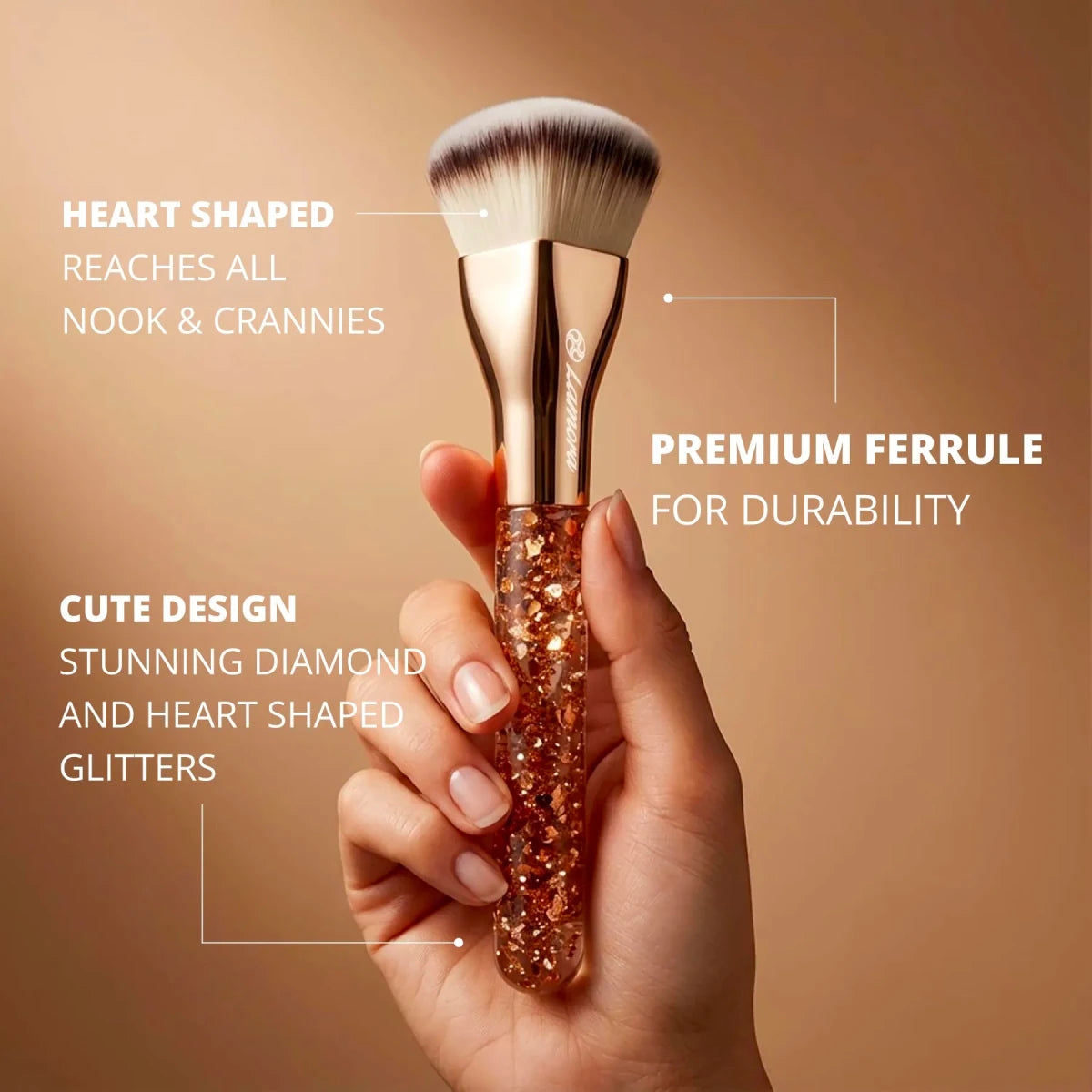 Foundation Brush Heart Gold - Lamora Beauty