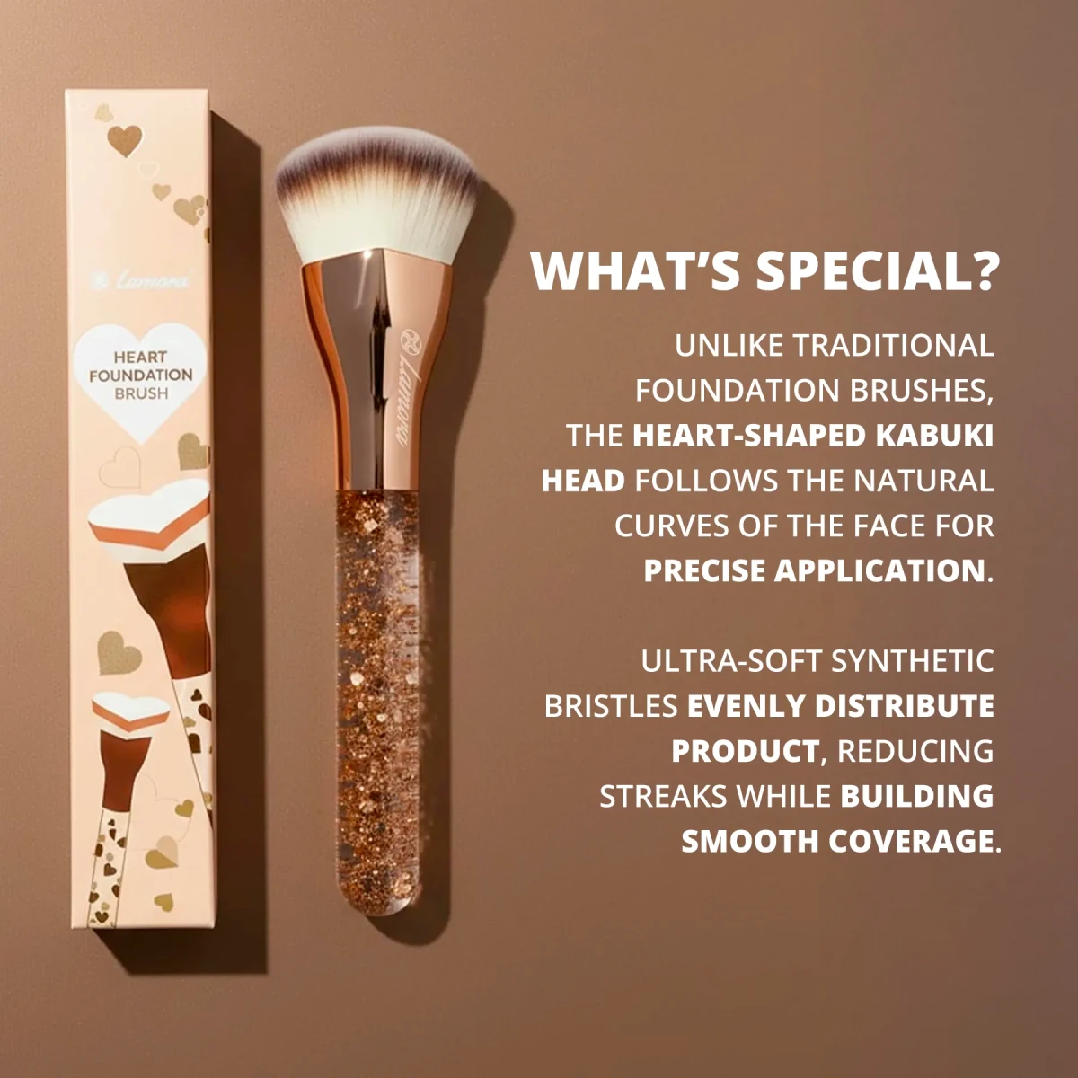 Foundation Brush Heart Gold - Lamora Beauty