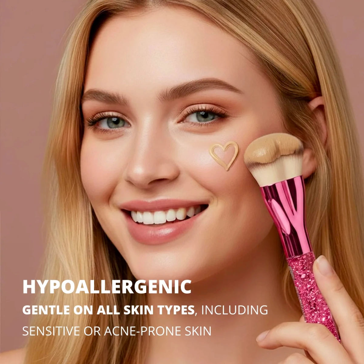 Foundation Brush Heart Pink - Lamora Beauty