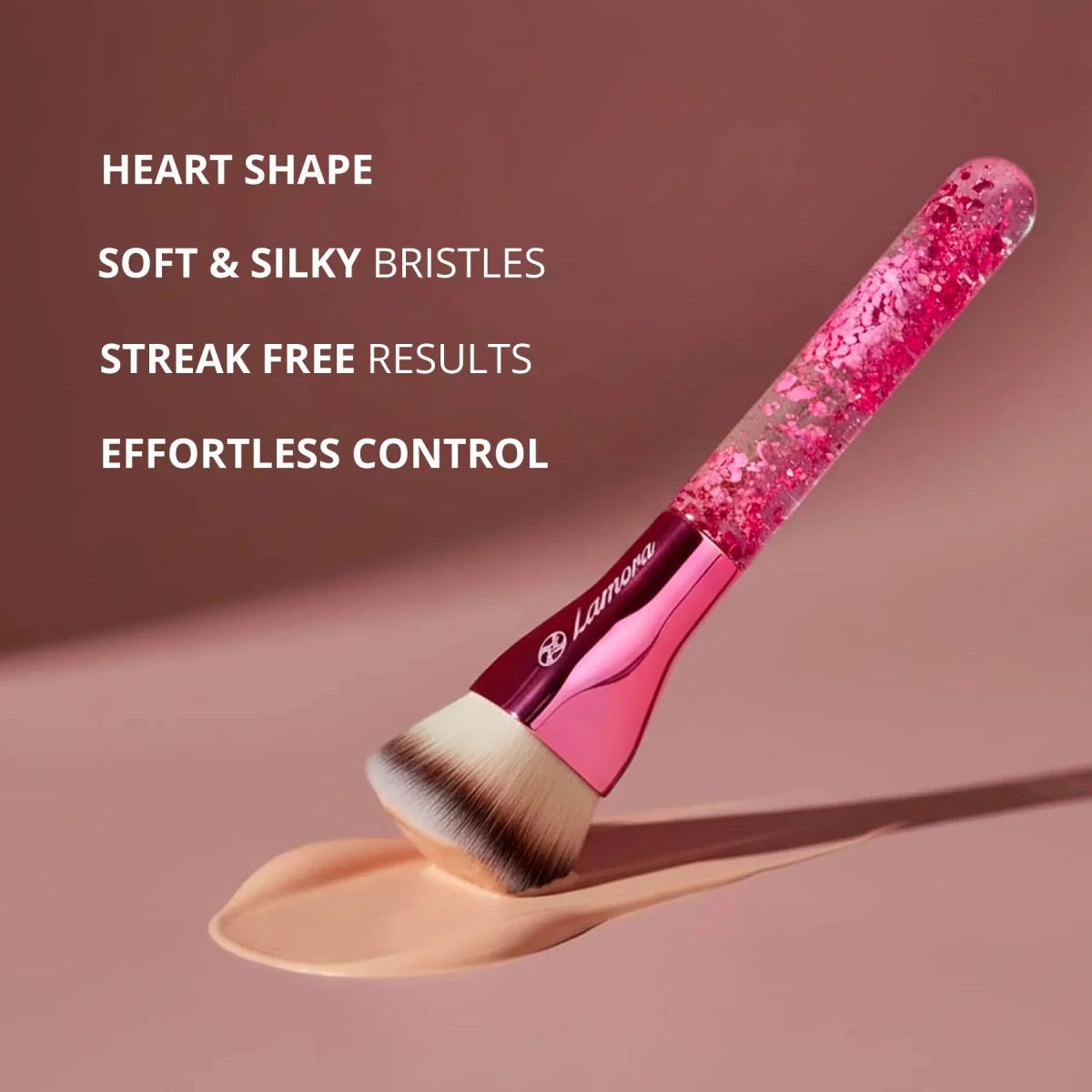Foundation Brush Heart Pink - Lamora Beauty