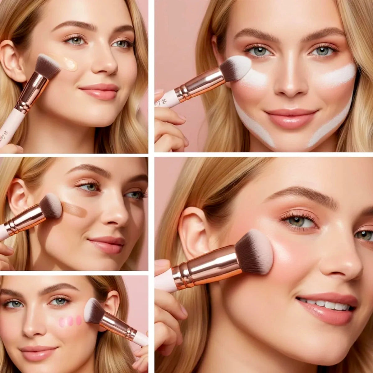 Foundation Brush Set Rose - Lamora Beauty
