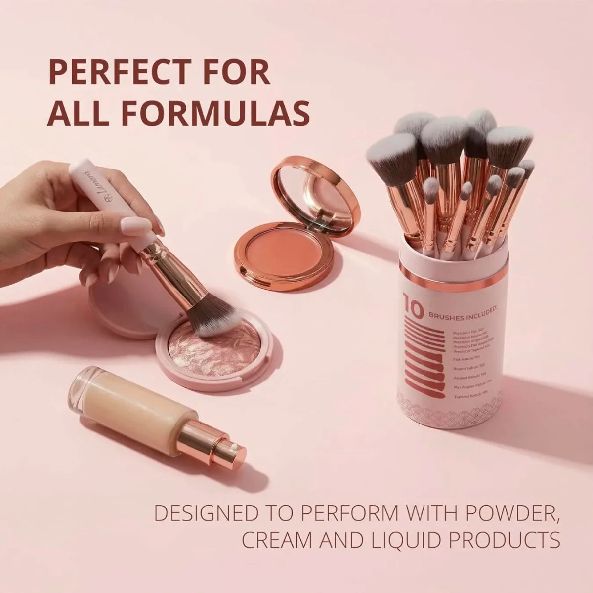 Foundation Brush Set Rose - Lamora Beauty