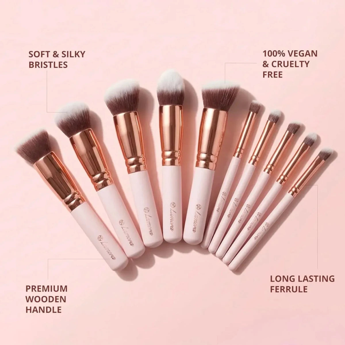 Foundation Brush Set Rose - Lamora Beauty